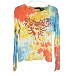 Harley-Davidson Y2K Tie Dye long sleeve shirt rhinestone graphic Small